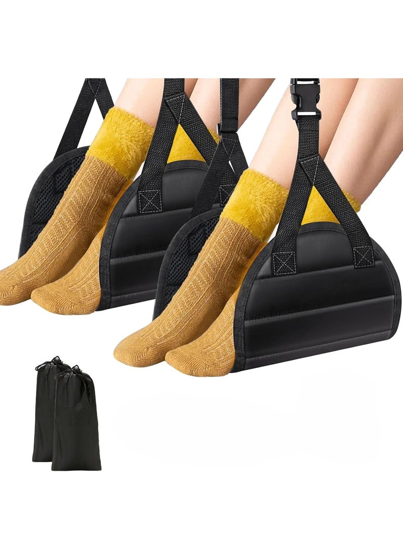 Cazadora Footrest Hammock Ergonomic Leg and Knee Support for Office and Home Use, Portable Fabric Foot Rest for Long Sitting Sessions, Adjustable Height Strap System for Custom Leg Positioning Under Desk or Chair, Lightweight Compact Design for Daily Use, Helps Improve Sitting Posture and Blood Circulation, Reduces Leg Pressure, Swelling and Fatigue During Extended Desk Work, Soft Skin-Friendly Fabric with Strong Plastic Buckles, Easy Installation on Office Furniture and Home Seating, Space-Saving Black Footrest for Workstations, Ideal for Office Professionals, Home Office Setup, Pregnancy Comfort and Recovery Support, Durable Ergonomic Sitting Aid Set of 2 - Image 1